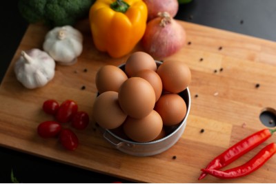 Tray of farm eggs
