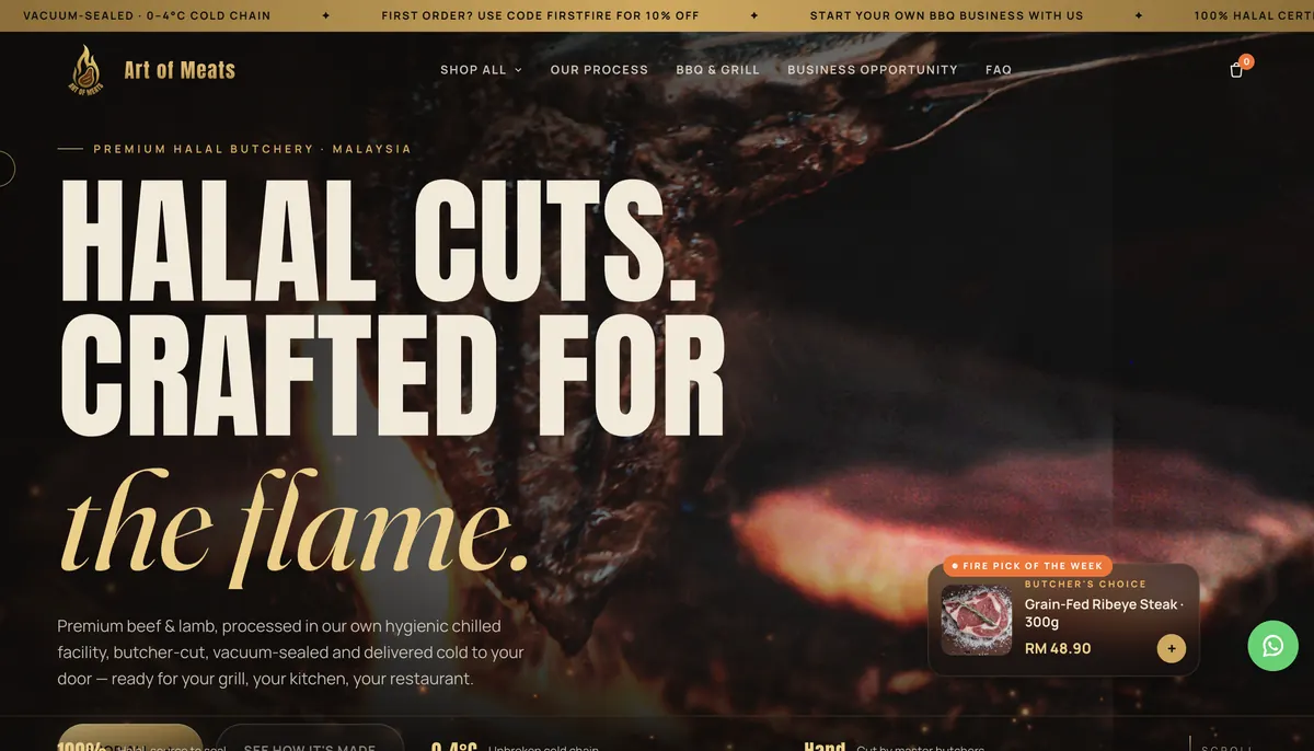 Halal meat e-commerce homepage design