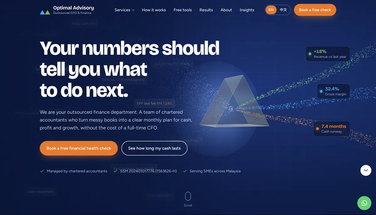 Outsourced CFO & finance homepage design