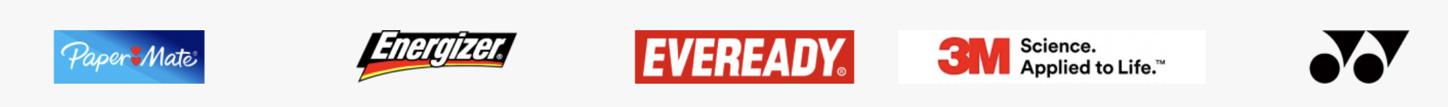 Paper Mate, Energizer, Eveready, 3M and Yonex